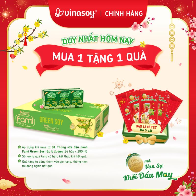  Thùng sữa đậu nành Fami Green Soy rất ít đường  **   36 hộp x 180ml  