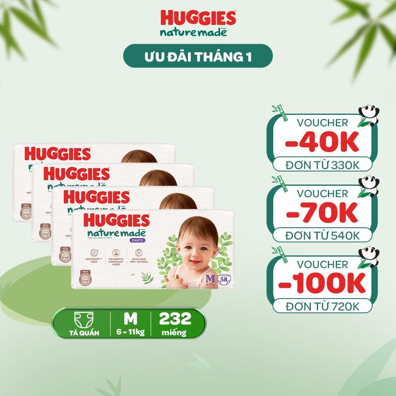   Creator  Combo 4 Tã Bỉm dán  quần sơ sinh Huggies Platinum NatureMade _Size tã dán S82 M64 L54 XL44_size tã quần M58 L44 XL38 XXL26 XXXL28 