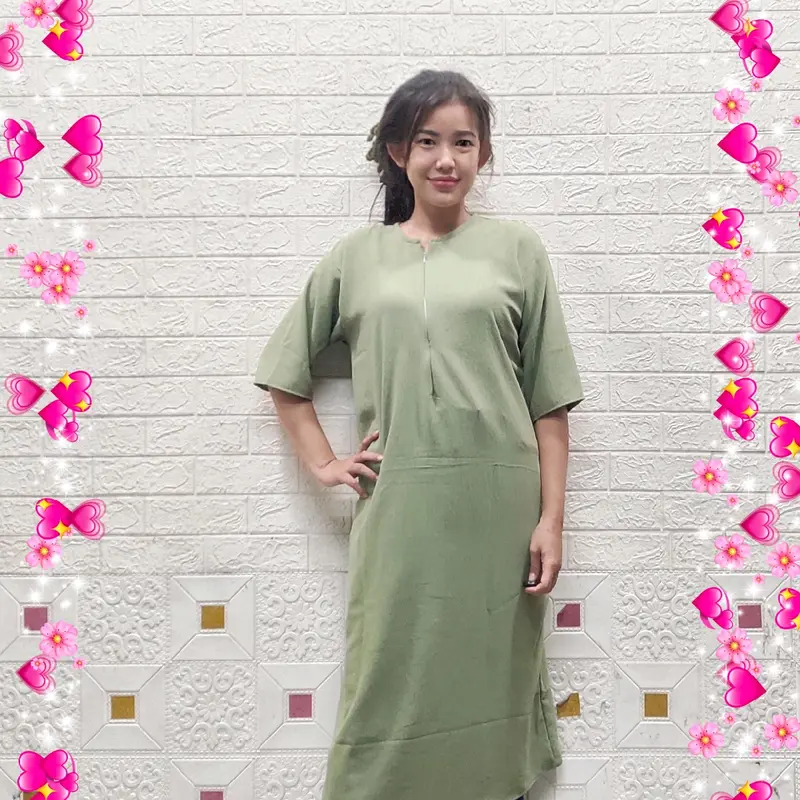 Gamis Daster Krinkle Airflow Lengan 3/4 Resleting Busui Wudu Friendly 3