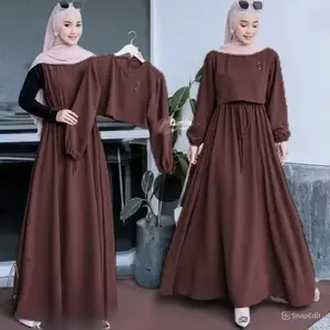 Gamis Maxy NAFISA 2IN1 Inner+Outer Crop Wanita Termurah Fashion Perempuan Gaya Trendi Viral Terbaru