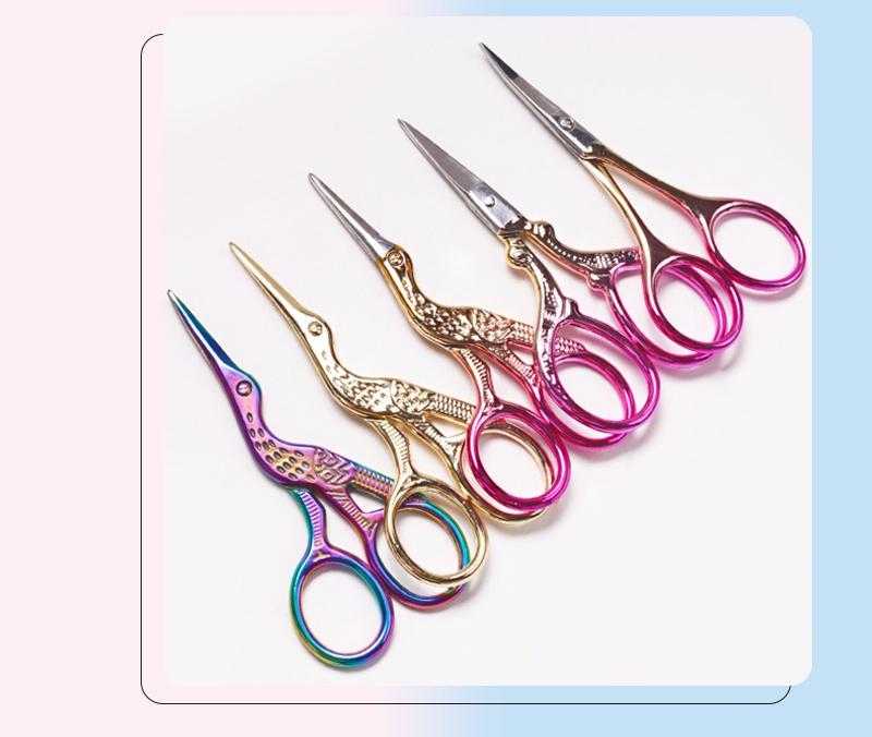 Product Introduction of Scissors Nail Art Manicure Tool Crane Shape Coloful Curved Head Eyebrow Chinese Style KOUDAN 17