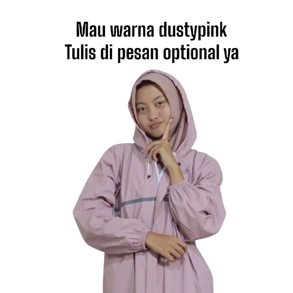 Jelajah Indonesia Jas Hujan Wanita Syari Muslimah Gamis & Rok Tebal Windproof XL Hitam Rubber Mantel Waterproof Premium Quality