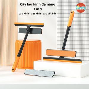 Cây Lau Kính Thông Minh 3in1 – Gạt Nước Silicon, Xoay 360°, Dụng Cụ Lau Kính Đa Năng
