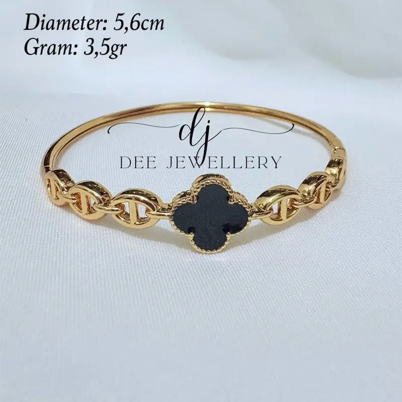 Gelang Bangle Bunga Hitam