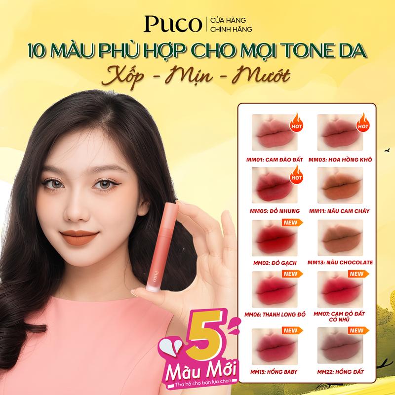Product Introduction of PUCO Box 10 Son Kem Bơ Custard Lip Mud Túi Mù xốp, mịn, mướt không khô môi, lên màu chuẩn giúp làm đầy rãnh môi 2.5g 14