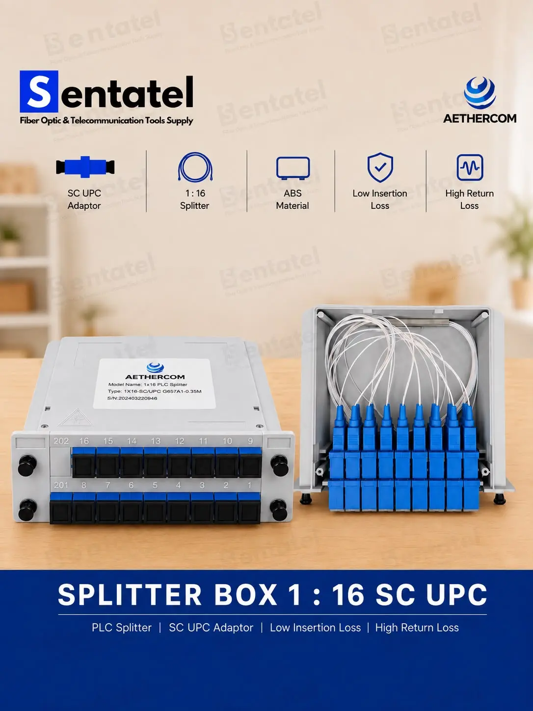 BOX SPLITTER 1x16 SC UPC OPTICAL TERMINAL BOX SPLITTER 1:16