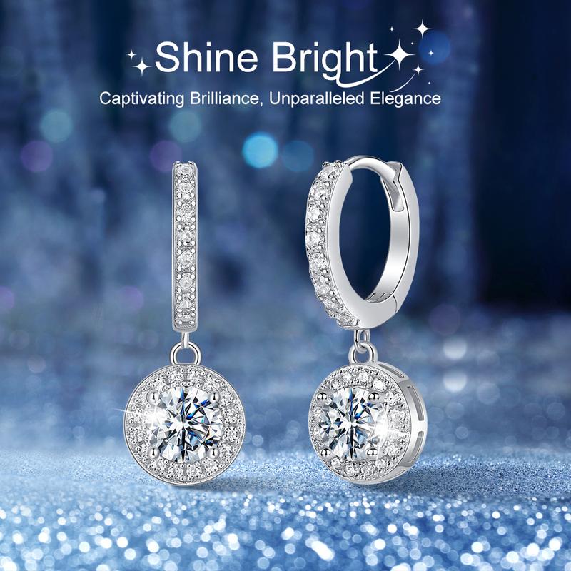 【003Harga telah dibanting, segera di CO】Chard Wake Anting princess round Anting wanita elegan high quality cantik elegan anti Zirconia 1 Carat Sertifikat GRA Kotak Indah   CWE002 6