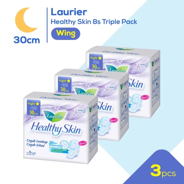 Laurier Healthy Skin Night 8s Triplepack - Pembalut Wing 30cm