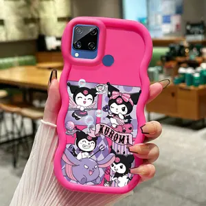 Casing Hp Untuk Realme C15 Case Pola kartun anime Casing ponsel Anti guncangan Kasing Silikon Kesing Macaron Perbatasan gelombang Softcase Cesing