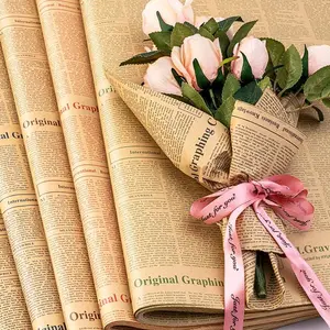 [ ECER ] Newspaper Flower Wrapping Vintage Kertas Buket Motif Koran Inggris Bunga Caspea Craft Baby Breath TIDAK ANTI AIR