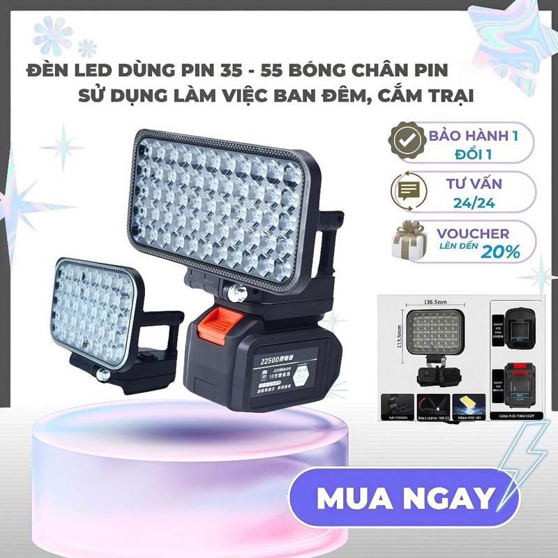   DEAL LIVE   Thân Đèn LED 35 và 55 Bóng Dùng Chân Pin Phổ Thông Sử Dụng Làm Việc Ban Đêm Cắm Trại Dã Ngoại Công Trình Nhà Xưởng   Chưa Kèm Pin + Sạc  