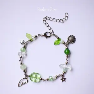 Gelang Manik Handmade Adjustable Custom Bracelet Charm Wanita Alloy Stainless Steel Beads Akrilik Kaca Batu Aksesoris Estetik Pocketz Size
