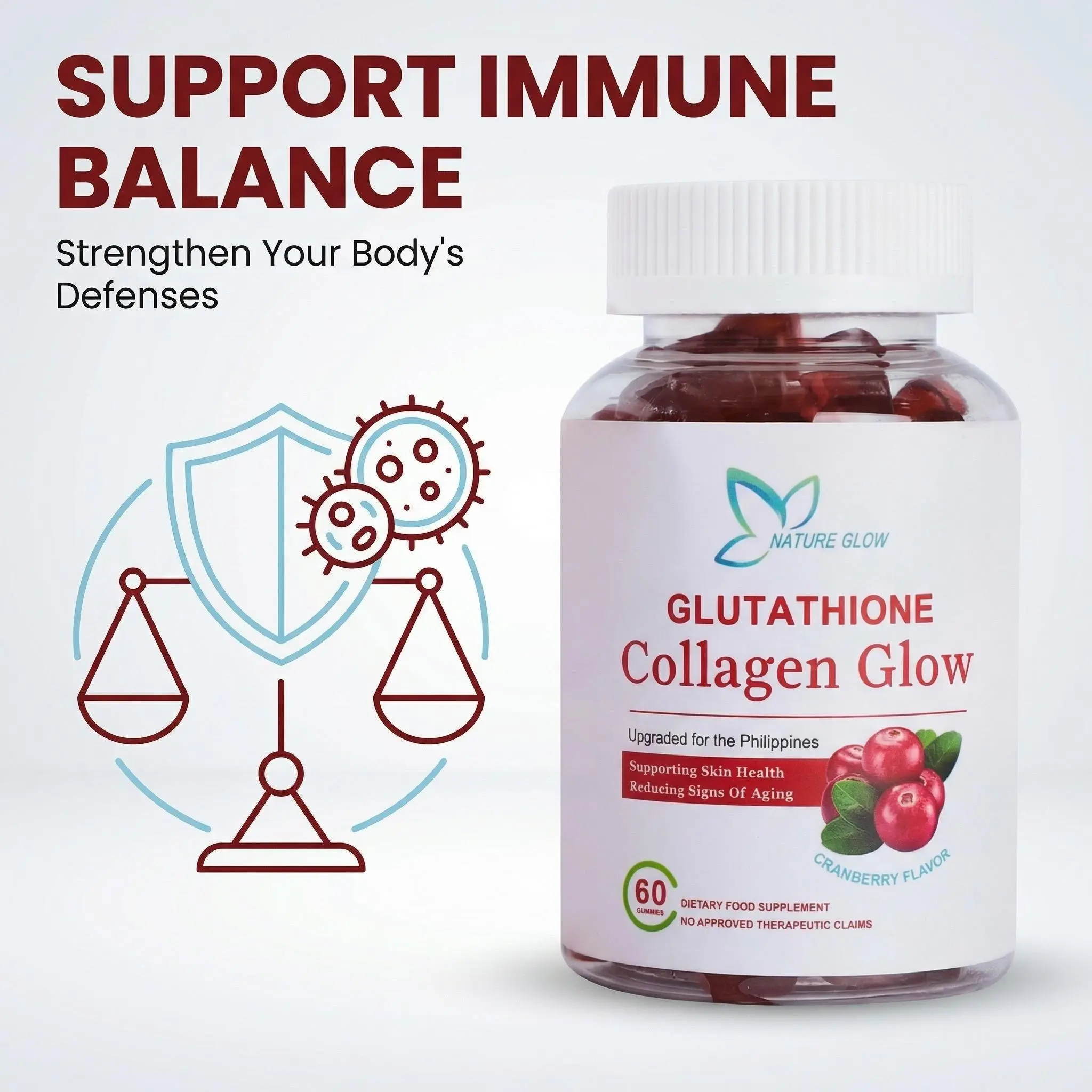 FDA ApprovedNature Glow Glutathione Collagen Glow 60PC Gummies Strawberry & Cranberry Flavours FDA Approved Healthcare - TikTok Shop Philippines FDA ApprovedNature Glow Glutathione Collagen Glow 60PC Gummies Strawberry & Cranberry Flavours FDA Approved Healthcare - TikTok Shop Philippines