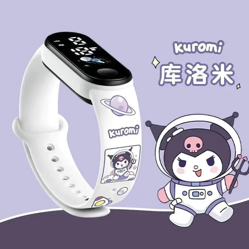 Jam Tangan Kanak-kanak LED Kuromi, Berkilau, Gelang Tangan Kanak-kanak Sanrio, Kalis Air, Sesuai untuk Sukan dan Pelajar, jam Tangan Cinnamon, Versi Dinaik Taraf Watches