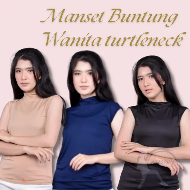 inner tanpa lengan Manset Buntung Wanita turtleneck Kerah tinggi 3