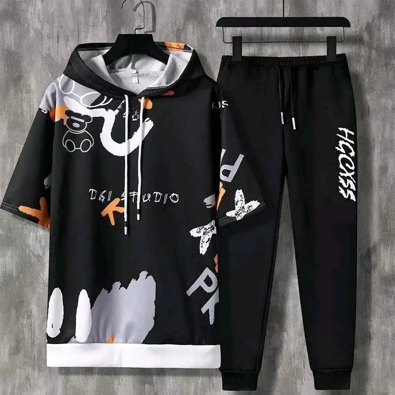 Bisa Cod/kaos distro cowok/Setelan Jogger Kp - Setelan Atasan Kaos Pria/1 set outfit cowok Celana Hoodie 5