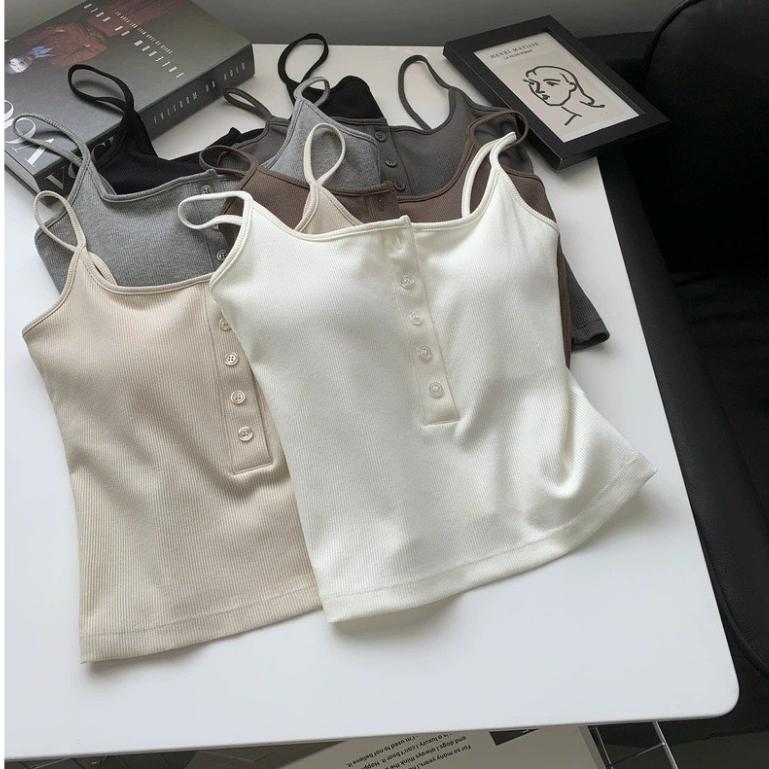 Tank Top Bra Wanita Busa Dalaman Kancing Korean Style 6
