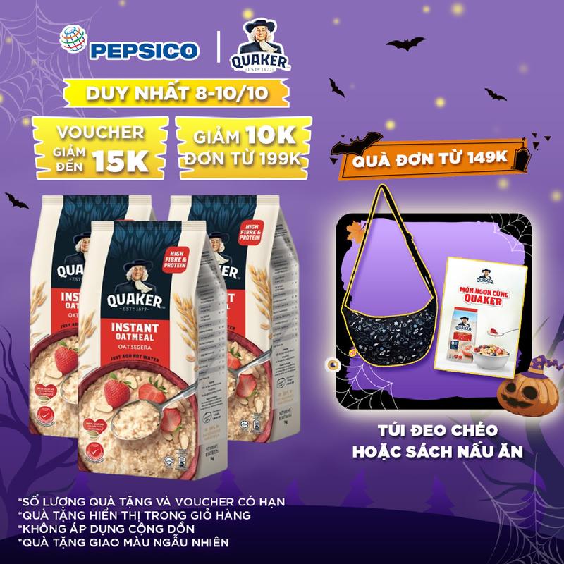 Combo 3 Yến Mạch Ăn Liền Quaker Oatmeal 1000gr