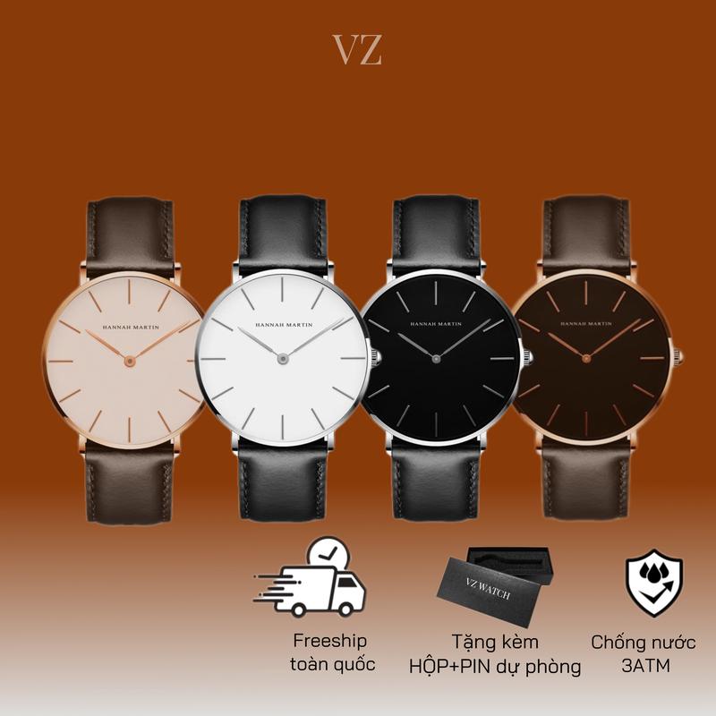  Đồng hồ nam siêu mỏng H.M-VZ chạy 2 kim chống nước mặt kính chống xước | ĐH đeo tay HMV   Bảo Hành máy 12 tháng   