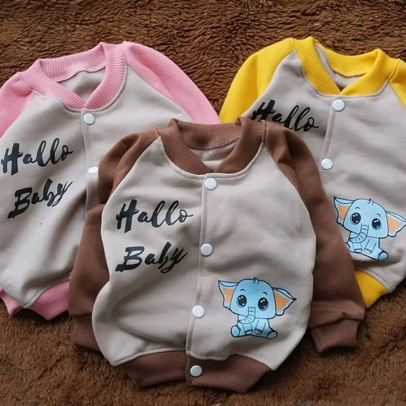 jaket baseball bayi 3-18 bulan motif gajah outerwer
