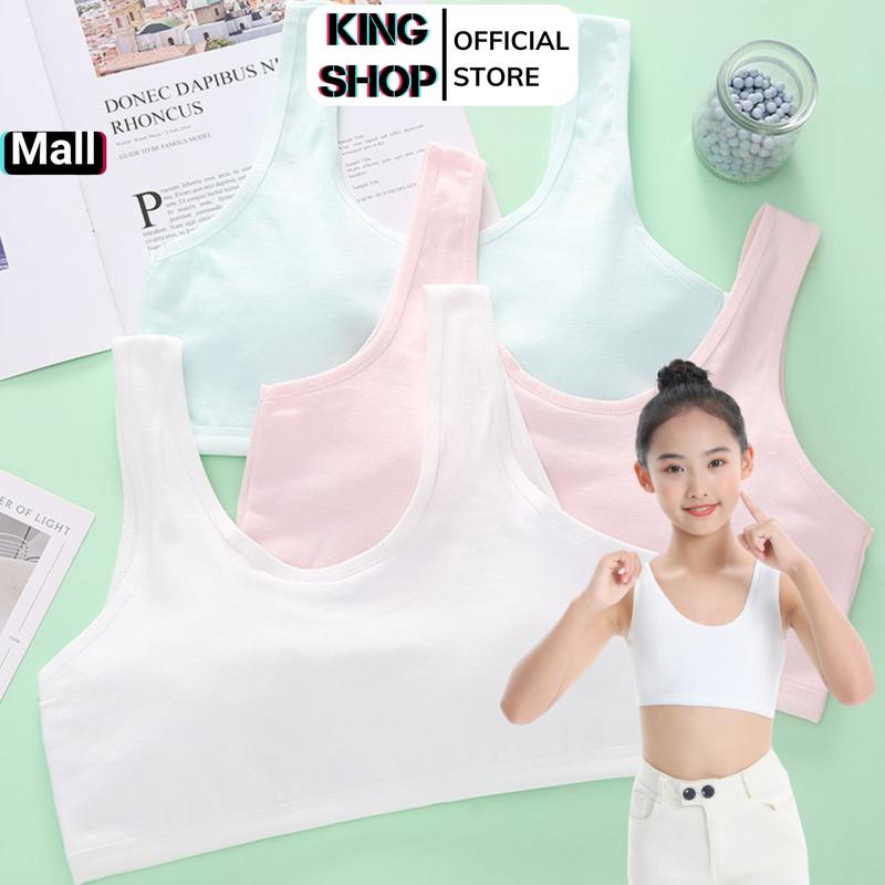 Combo 3 Áo lá bé gái hàng 2 lớp [3 Size 20-50kg] - Áo lót bra cho bé gái mới lớn, Áo lót lá cotton co giãn 4 chiều KING SHOP áo học sinh  nữ aolot  begai B508