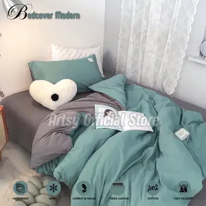 Bed Cover Set Sprei Polos Two Tone Kombinasi Dua Warna Ukuran 200/180/160/140/120/100/90 dengan Sarung Bantal dan Sarung Guling - Kain, Karet - Tali Bedcover