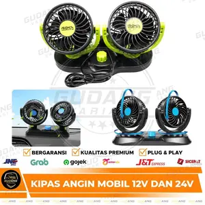 Kipas Angin 12/24v Double Fan Kipas Mobil Ac Power/ USB Lighter
