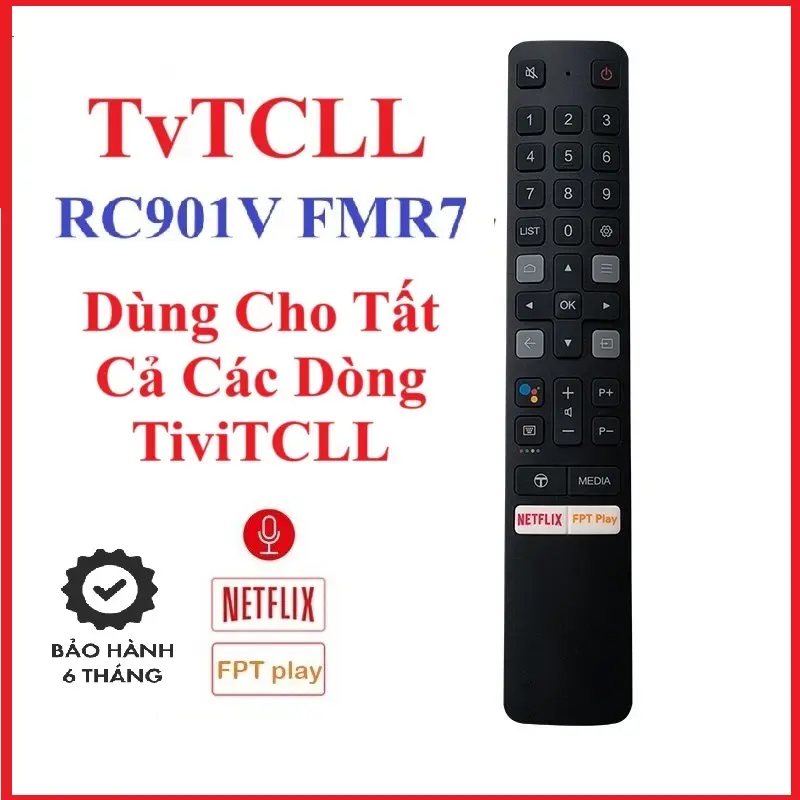 Remote Điều Khiển TiviTCLL Giọng Nói RC901V Dùng cho tất cả các đờ Tivi - Hàng Cao Cấp - điều khiển tivi 0