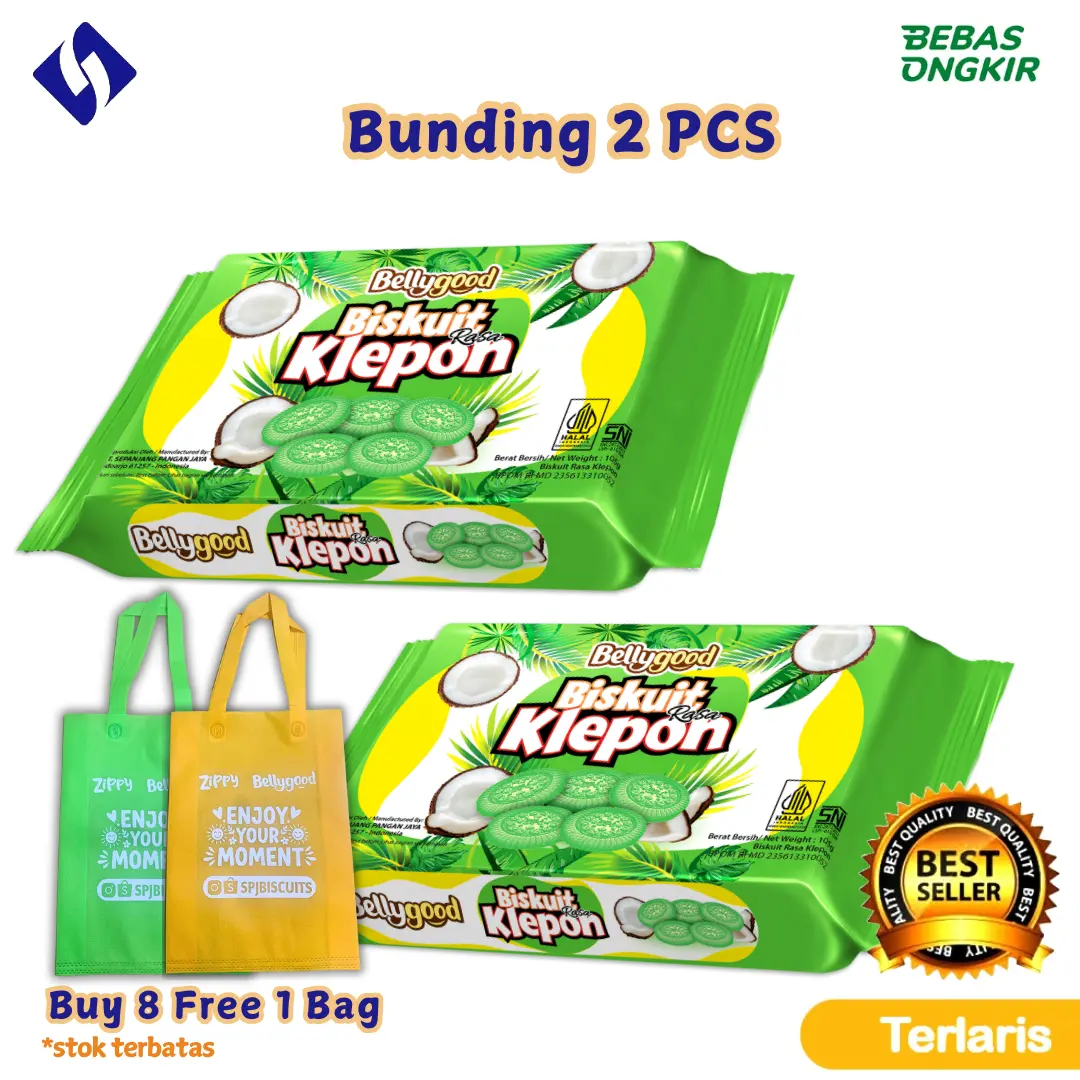 Family pack Bellygood Biskuit Rasa Klepon 105 Gr biskuit Snack Murah Biskuit Hajatan - Isi 2