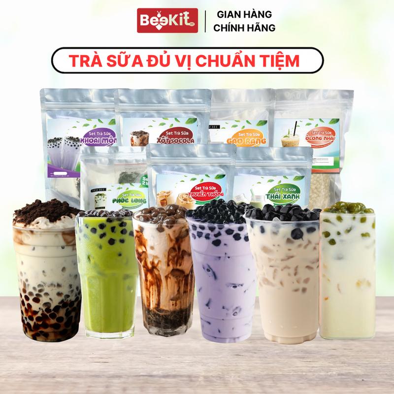 Set Nguyên Liệu Trà Sữa 5-10-20 ly CÔNG THỨC NGON NHƯ QUÁN - Topping, Set Trà Sữa Tự Pha Phúc Long, Truyền thống, Thái Xanh, Khoai Môn, Gạo rang, Olong nhài, Socola, Trà Sữa Dùng Thử