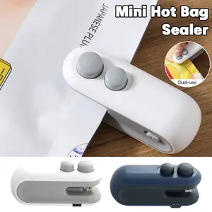 Electric Mini Heat Bag Sealing Machine Package Sealer Bags 2in1 Plastic Bag Sealing Machine Handheld Plastic Bag Heat Sealer - 300mAh white