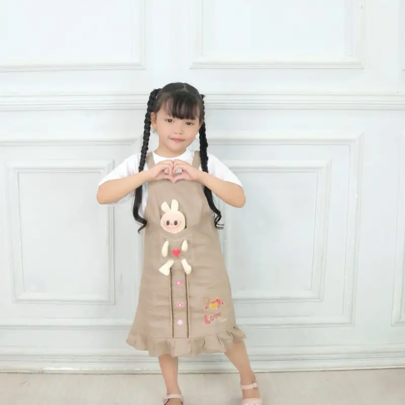 Overalls Jumpsuit Jeans Anak perempuan Variasi Boneka 1-8 Tahun Combed Lengan 7