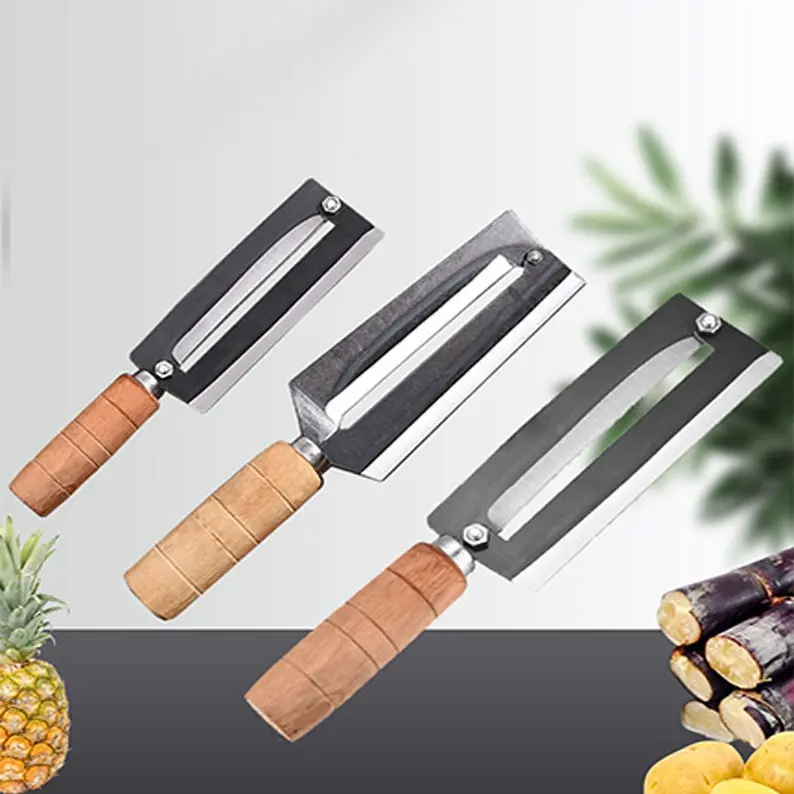 Peeler Pisau Pengupas Kulit Tebu Nanas Pisau 2 Tingkat Baja Karbon Tajam Pemotong Keripik Tempe