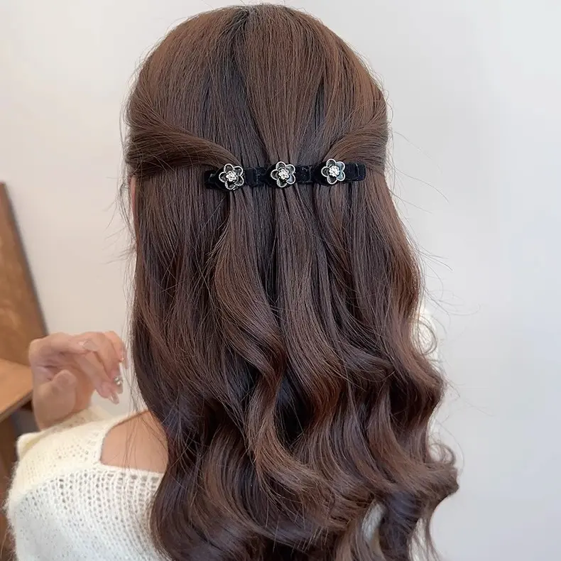 Kẹp Mỏ Vịt Dệt Tóc, Phong Cách Công Chúa Ngọt Ngào Và Bồng Bềnh Kẹp Tóc Hai Lớp, Kẹp Bên Thanh Lịch, Kẹp Thẳng Hoa, Kẹp Bên, Với Kẹp Tóc Trang Trí, phong cách phụ nữ, thời trang thanh lịch và đẹp Women，kẹp tóc 4