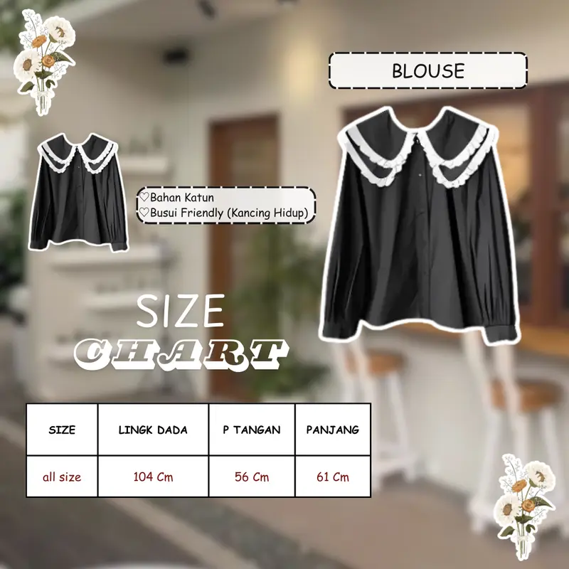 Outfit Set Wanita Korean Style 3in1 Blouse Hitam Set Rok Mokka SET AG133 Baju Celana Crinkle Setelan Atasan Casual Katun Kerja Remaja Simple 5