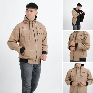 Jaket pria distro Bandung hoodie keren grosir pakaian pria jaket pria keren jaket cowok jaket parasut jaket parasut pria jaket parka jaket pria distro Nyaman   parasut Waterproof Bomber Casual Tebal Hitam Semi Motor Bordir