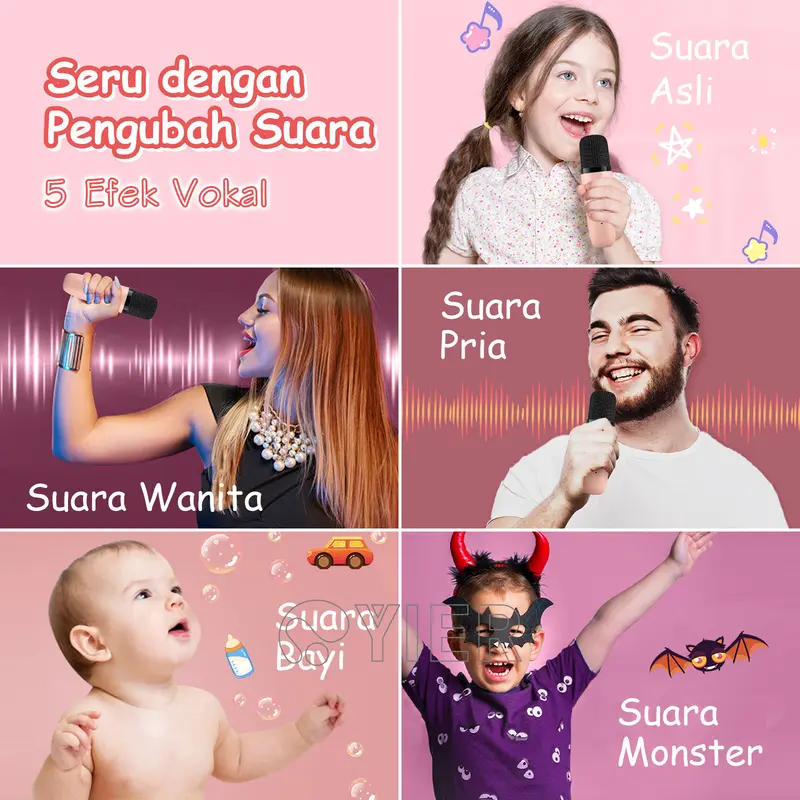 Speaker Mic Karaoke Speaker Mini 2 Mic Bluetooth Speaker Karaoke Wireless karaoke Bluetooth Full Bass Portabel RGB LED Microphone Machine Jam Ponsel 7