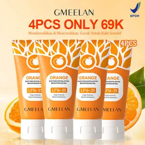 【4PCS-Promotion】Orange Exfoliating Brightening Gel50g Exfoliasi Wajah Gel peeling gel Eksfoliasi Lembut dengan VC Tinggi & Enzyme LF16-35 - Cocok untuk Semua Jenis Kulit