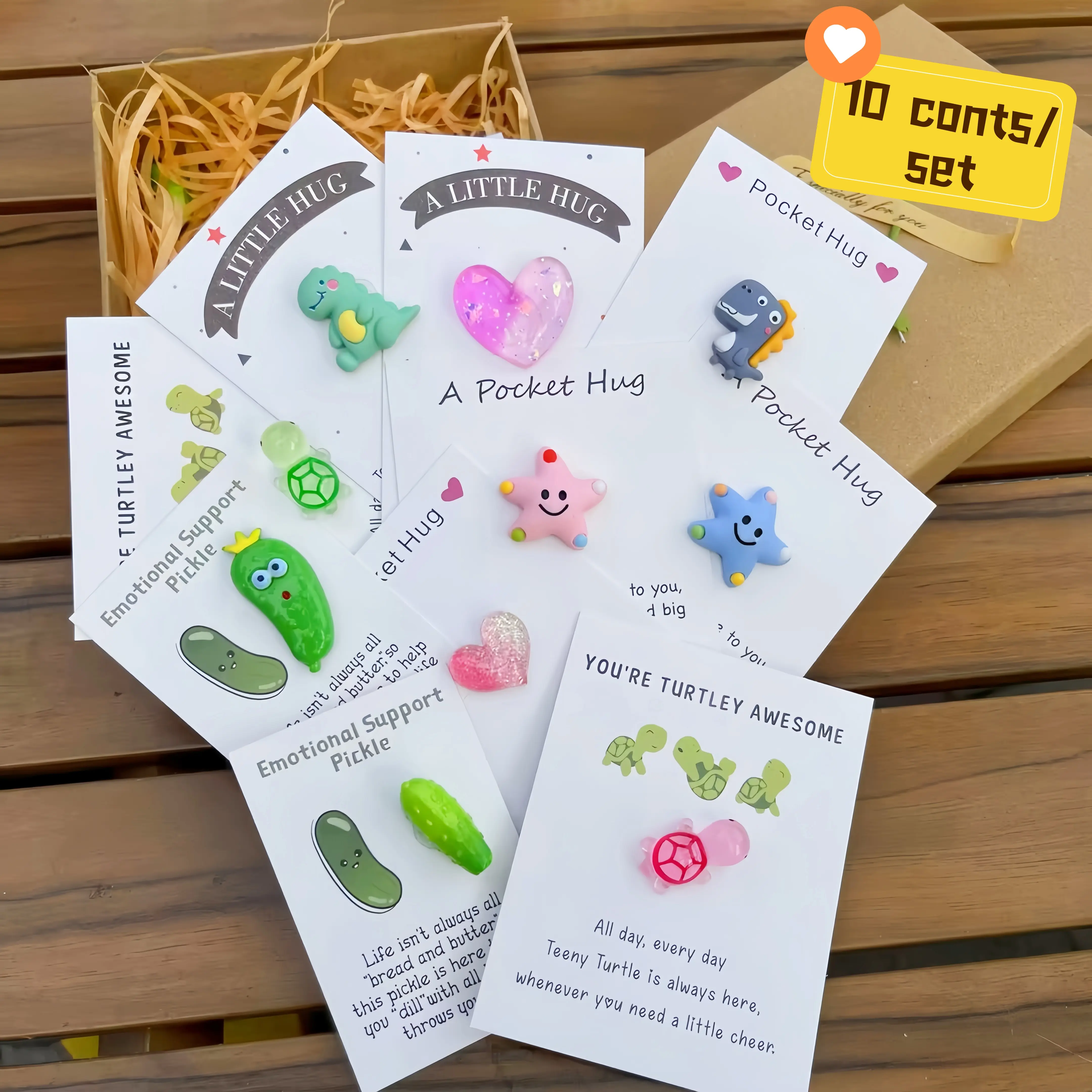 10/6/1pc,Pocket Cute Resin Model Hug,Cheer Up Cards With Mini Resin Sea Turtle , Inspirational  DIY Gift For Family, Friends ,Lovers,Coworkers,Small Business Supplies,Thank You Cards