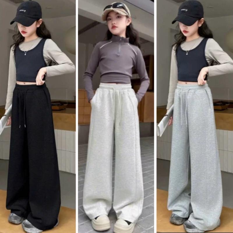  Quần Suông Nỉ 2 Da Unisex - Quần Ống Rộng Hot Trend Quần bé trai bé gái Thời Trang Quần Ống Suông Dáng Rộng 