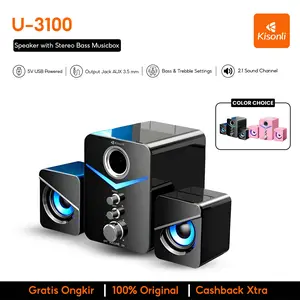 KISONLI Speaker Komputer / Pc Laptop U3100 bass, Treble And Subwoofer - Hitam bass black