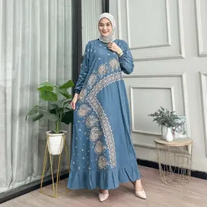 DRESS RAYON REMPEL BUSUI LENGAN PANJANG HOMEDRESS BATIK ADEM NYAMAN TEBAL
