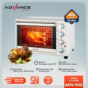 【COD】Advance AOV500 Electrik Oven 33L Big Oven Listrik 800W Ayam Bakar 360° rotasi Panggang secara merata Pemanas