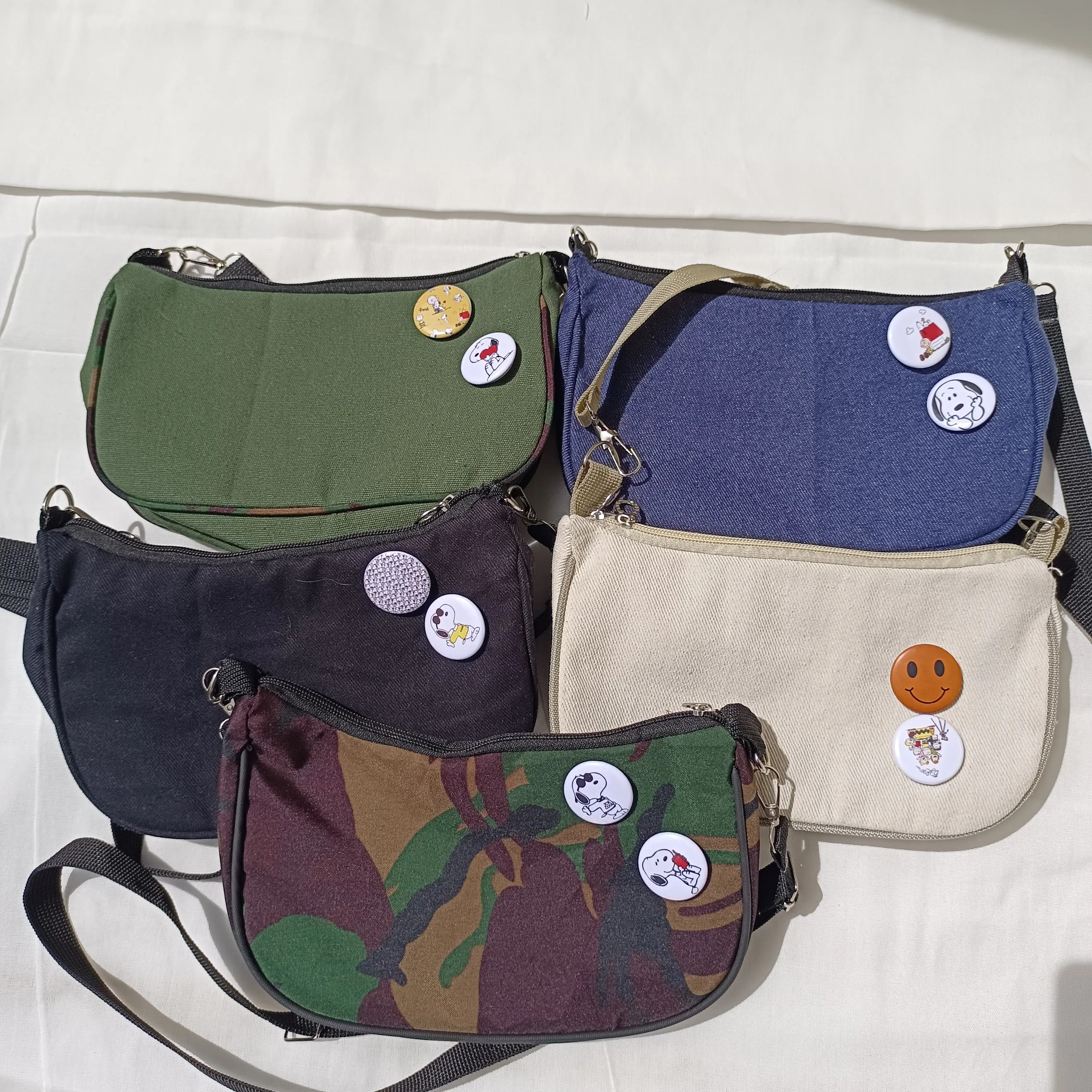 Tas Slingbag Kanfas Tas Bahu Mini Slingbag Slempang Waistbag Shoulderbag Perempuan Wanita Korea