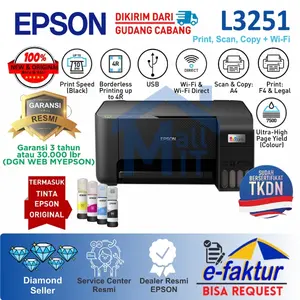 Printer Epson L3250 L-3250 L 3250 L3251 L-3251 L 3251 Pengganti L3150 L-3150 Wifi Wireless Print Scan Copy Resmi Jakarta Printer Epson L3250 L-3250 L 3250 L3251 L-3251 L 3251 Pengganti L3150 L-3150 Wifi Wireless Print Scan Copy Resmi Jakarta
