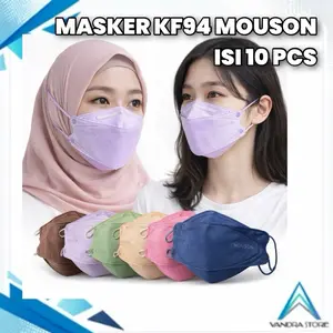 Masker KF94 MOUSON Premium 4 Ply Isi 10 PCS Nyaman Tali Kuat Filtrasi Maksimal Cutting V