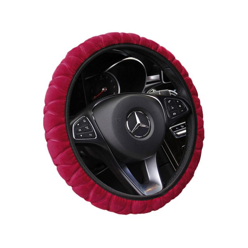 Product Introduction of 7 Colors Short Plush Car Steering Wheel Cover Universal Winter Warm Elastic Band Grip Protective Cover 23