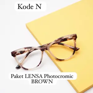 Paket kacamata frame+ LENSA Photocromic Brown Eyewear Glasses
