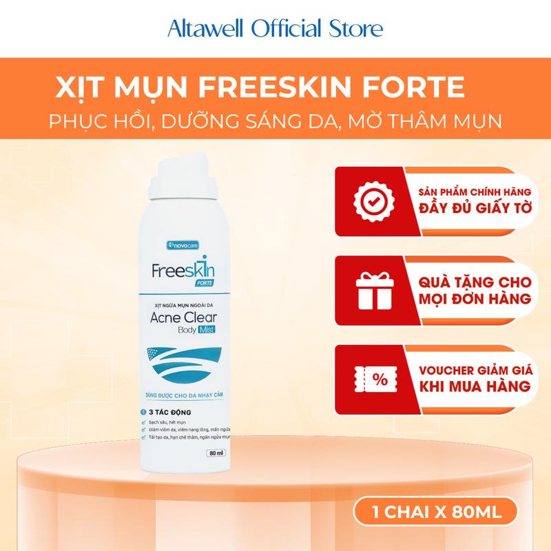 Xịt Mụn Lưng Viêm Nang Lông Freeskin Forte 80ml Hỗ Trợ Giảm Mụn Cơ Thể Hạn Chế Thâm Sau Mụn Viêm Nang Lông Dùng Được Cho Da Nhạy Cảm Và Mẹ Bầu
