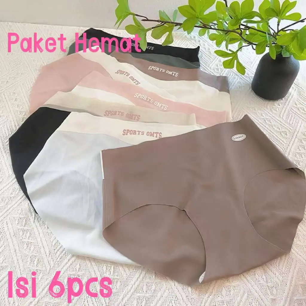 Paket Hemat 6pcs Celana Dalam Seamless Wanita CD Sutra Adem Push UP Bahan Nyaman